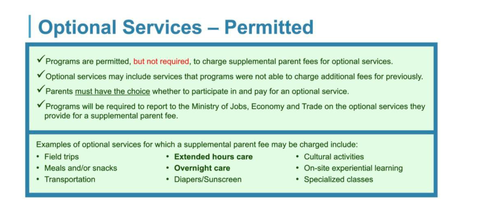 Optional services permitted reference